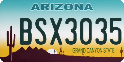 AZ license plate BSX3035