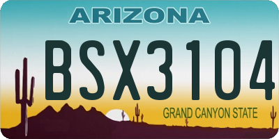 AZ license plate BSX3104