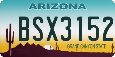 AZ license plate BSX3152