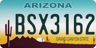 AZ license plate BSX3162