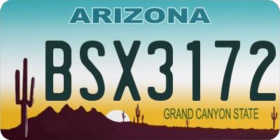 AZ license plate BSX3172