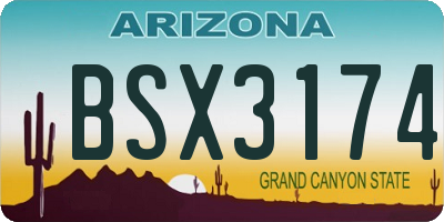AZ license plate BSX3174