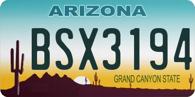 AZ license plate BSX3194