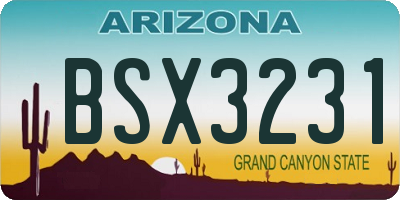 AZ license plate BSX3231
