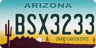 AZ license plate BSX3233