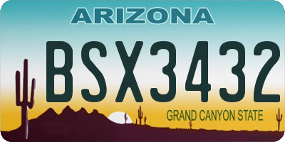 AZ license plate BSX3432