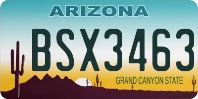 AZ license plate BSX3463