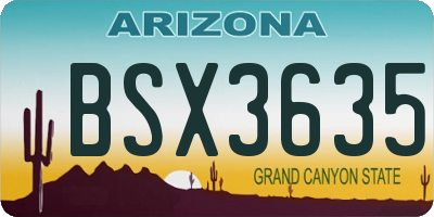 AZ license plate BSX3635