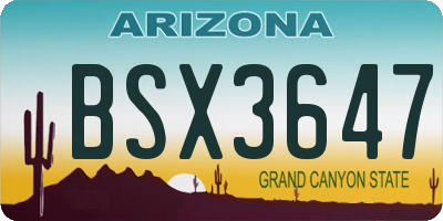 AZ license plate BSX3647