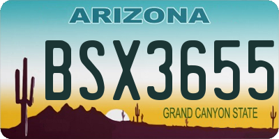 AZ license plate BSX3655