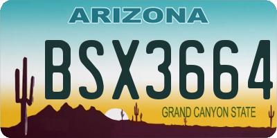 AZ license plate BSX3664