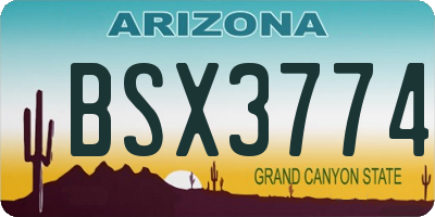 AZ license plate BSX3774