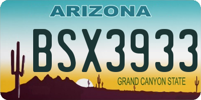 AZ license plate BSX3933