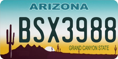 AZ license plate BSX3988