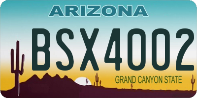 AZ license plate BSX4002