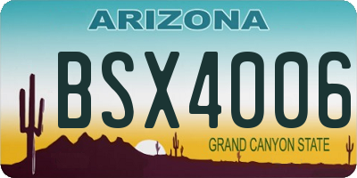 AZ license plate BSX4006