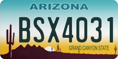 AZ license plate BSX4031