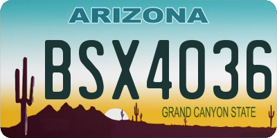 AZ license plate BSX4036