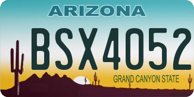 AZ license plate BSX4052