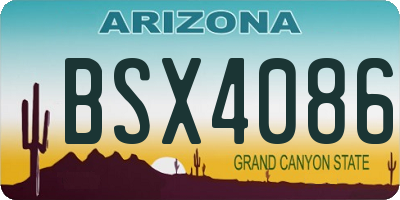 AZ license plate BSX4086