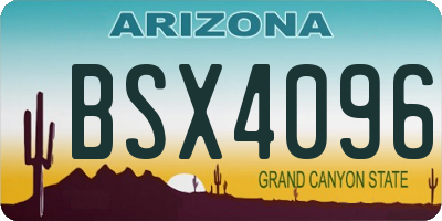 AZ license plate BSX4096