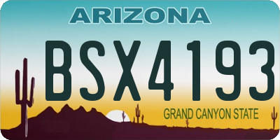 AZ license plate BSX4193