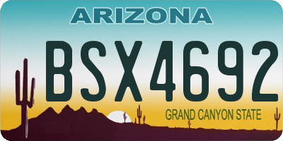 AZ license plate BSX4692