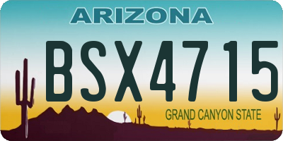 AZ license plate BSX4715