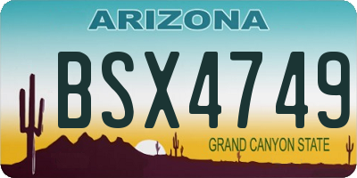 AZ license plate BSX4749