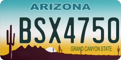 AZ license plate BSX4750