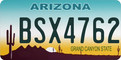 AZ license plate BSX4762