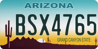 AZ license plate BSX4765