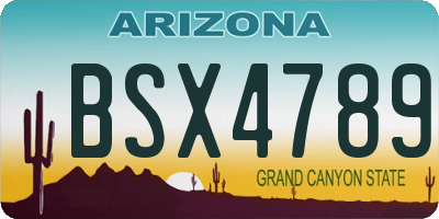 AZ license plate BSX4789