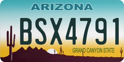 AZ license plate BSX4791