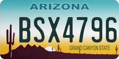 AZ license plate BSX4796