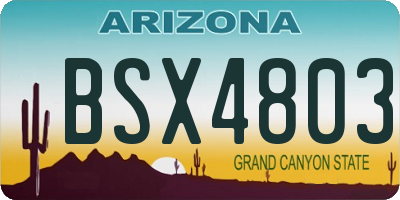 AZ license plate BSX4803