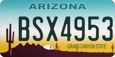 AZ license plate BSX4953