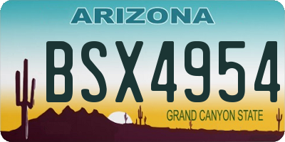 AZ license plate BSX4954