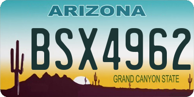 AZ license plate BSX4962