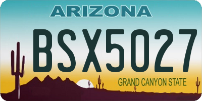 AZ license plate BSX5027