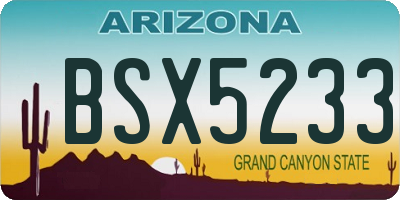 AZ license plate BSX5233