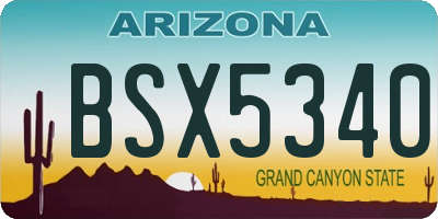 AZ license plate BSX5340