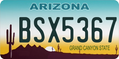 AZ license plate BSX5367