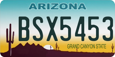 AZ license plate BSX5453