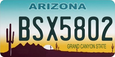 AZ license plate BSX5802