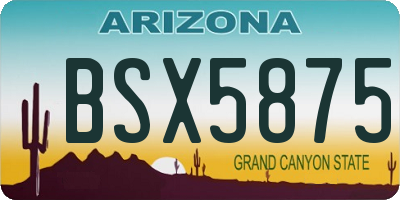 AZ license plate BSX5875