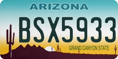AZ license plate BSX5933