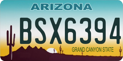AZ license plate BSX6394