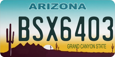 AZ license plate BSX6403