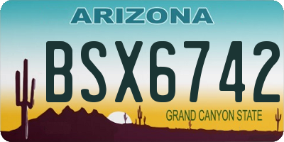 AZ license plate BSX6742